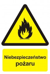 Znak przeciwpożarowy - Niebezpieczeństwo pożaru - materiały łatwopalne