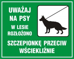 Znak - Uważaj na psy - wstęp do lasu wzbroniony