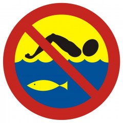 Znak - Kąpiel zabroniona - hodowla ryb