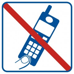Znak - Zakaz używania telefonów komórkowych