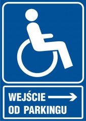 Znak - Wejście dla niepełnosprawnych od parkingu