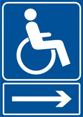 Znak - Kierunek drogi dla niepełnosprawnych
