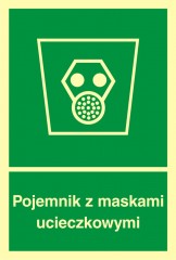 Znak ewakuacyjny - Pojemnik z maskami ucieczkowymi
