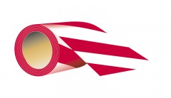 self - adhesive, length 7,5 cm X 58 meters - red - white