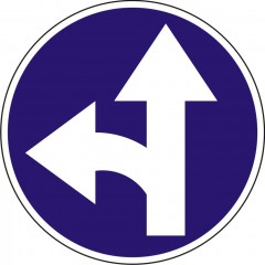 Proceed straight or turn left