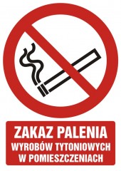 Znak BHP - Zakaz palenia wyrobów tytoniowych w pomieszczeniach