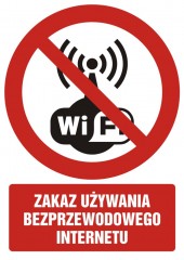 Znak BHP - Zakaz używania bezprzewodowego internetu