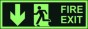 Arrow down; running man; fire exit