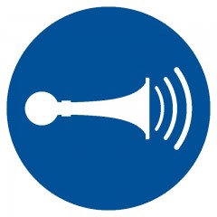 Znak BHP - Nakaz używania sygnału dźwiękowego