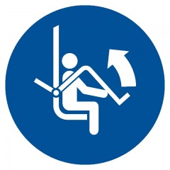 Znak BHP - Otwórz zabezpieczenie wyciągu krzesełkowego