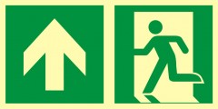 Direction to emergency exit – up (left sided)