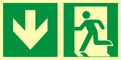 Richtungsangabe für Rettungsweg - nach unten (linksseitig)