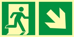 Direction to emergency exit - down to the right