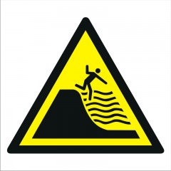 Warnung vor stell abfallendem Strand