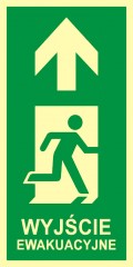 Znak ewakuacyjny - Kierunek do wyjścia ewakuacyjnego –w górę w prawo