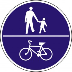 Pedestriands and bicycles on the same road