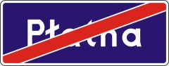 Plate indicating end of road and charge collecting for passing