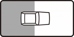 Tabliczka wskazująca postój na chodniku kołami przedniej osi pojazdu prostopadle do krawężnika