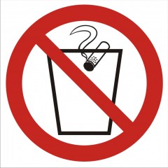 Werfen von Stummeln in den Mülleimer verboten