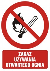 Znak BHP - Zakaz używania otwartego ognia