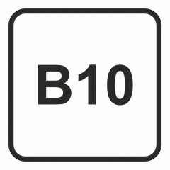 Znak - B10 - Olej napędowy- maksymalna zawartość biodiesla w paliwie dopuszczalna do użycia w pojeździe 10%