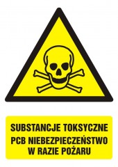 Znak BHP - Substancje toksyczne.PCB Niebezpieczeństwo w razie pożaru