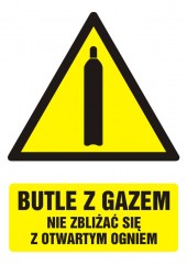 Znak BHP - Butle z gazem - nie zbliżać się z otwartym ogniem