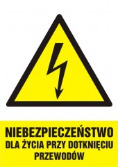 Znak elektryczny - Niebezpieczeństwo dla życia przy dotknięciu przewodów