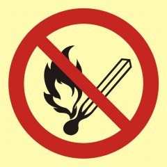 Znak przeciwpożarowy - Zakaz używania otwartego ognia - palenie tytoniu zabronione