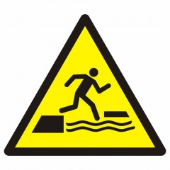 Warning; Falling into water when stepping on or off a floating surface