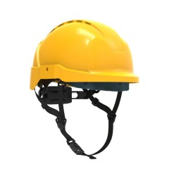 Industrial protective helmet with electrical insulating ATRA swivel harness