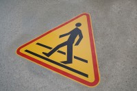 A floor sign –  polycarbonate, digital printing, a sign resistant to abrasion