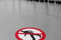 A floor sign –  polycarbonate, digital printing, a sign resistant to abrasion