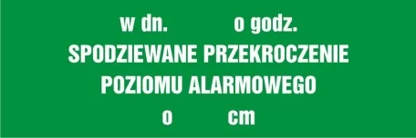 Ознака - В день о годинф ... очікується перевищення рівня тривоги на ..... см