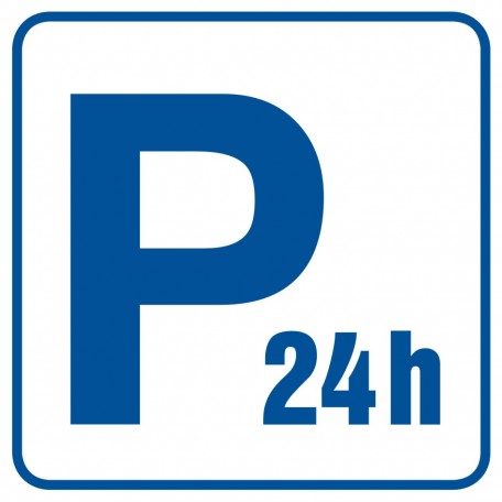 Znak - Parking płatny - czynny całą dobę