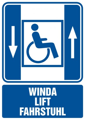 Znak - Winda lift fahrstuhl - dźwig osobowy dla niepełnosprawnych