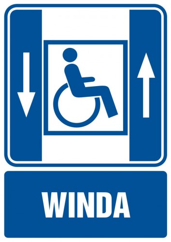 Znak - Dźwig osobowy dla niepełnosprawnych
