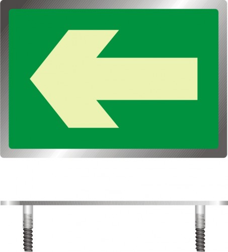 Znak ewakuacyjny - Kierunek drogi ewakuacyjnej - znacznik podłogowy do konstrukcji ażurowych