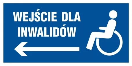Znak - Wejście dla inwalidów w lewo