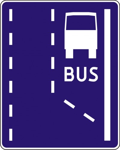 Beginning of a bus lane