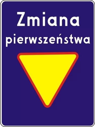Zmiana pierwszeństwa z trójkątem wskazujący wlot podporządkowany