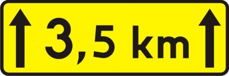 Plate indicating length of the road on which the danger is present or repeats