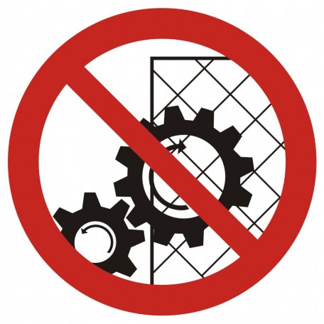 Znak BHP - Zakaz zdejmowania osłon podczas pracy urządzenia