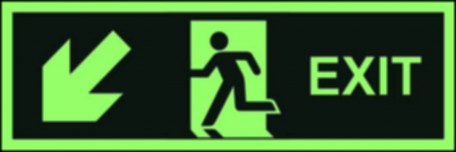 Arrow left down; running man; exit
