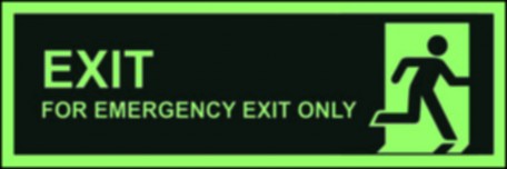 Exit for emergency use only; running man