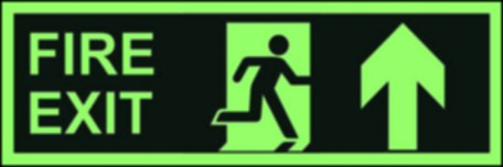 Fire exit, running man; arrow up