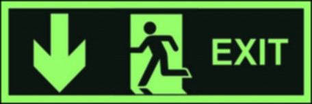 Arrow down; running man; exit