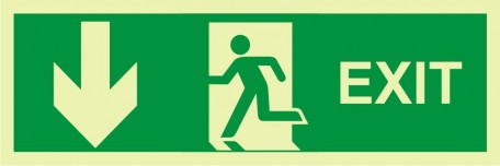 Arrow down; running man; exit