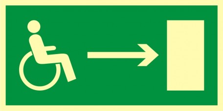 Direction to leave an escape route for disabled people to the right