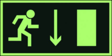 Znak ewakuacyjny - Kierunek do wyjścia drogi ewakuacyjnej w dół